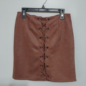 Windsor A-Line Mini Skirt Medium Pink faux Suede Scratchy